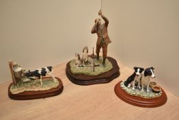 Three Border Fine Arts figure groups comprising 'Morning Feed' JH82A 1993, 'The New Dog' A0601 James