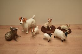 Five Beswick Pottery animal studies comprising black-faced ram and lamb numbers 1765 and 1828, koala