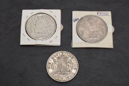 Three GB Silver Crowns, Queen Victoria Young Head 1845??, 1902 Edward VII and 1937 George VI