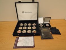 Twelve Westminster Mint 24ct Gold Plated Cupro Nickel Crown Sized Medallions, Royalty Interest, in