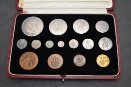 A Royal Mint George VI 1937 Specimen Coin Set. 15 Coins, Silver Crown, Half Crown, Two Shilling, One