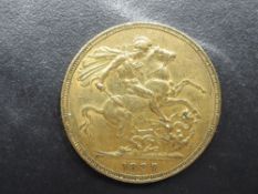 A 1887 Queen Victoria Gold Sovereign, Jubilee Head, George & Dragon, Royal Mint, Westminster Mint
