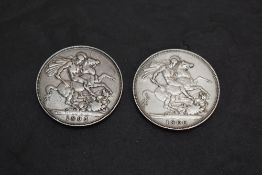 Two Queen Victoria Silver Crowns, 1893 & 1900, both Old Heads
