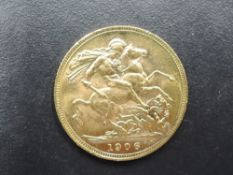 A 1906 Edward VII Gold Sovereign, George & Dragon, Melbourne Mint, Westminster Mint Case and