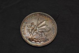 A Royal Mint 1969 Silver Prince of Wales Investiture Medal, in fitted case, weight 98g, hallmarks to