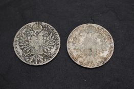 Two Austrian One Thaler Silver Coins, both M.Theresia 1780