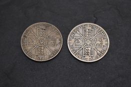 Two Queen Victoria Silver Double Florins, 1889 & 1890