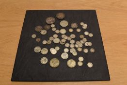 A collection of GB Silver Coins comprising, 1696 William III Shilling with hole, 1817 George III