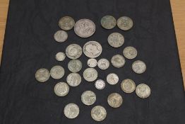 A collection of GB Silver Coins including, George III Crown date unreadable, 1836 George IV Half