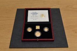 A Royal Mint 1996 United Kingdom Gold Proof Three Coin Sovereign Collection cased set, limited