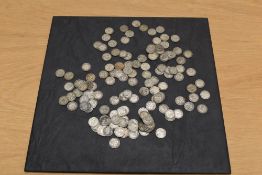 A collection of GB Silver Threepences, pre 1919 Queen Victoria - George V x 74 100g and 1920-1946