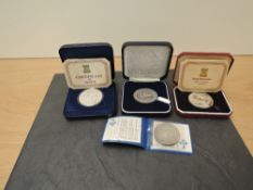 Four Silver Commemorative Crowns or Coins, Pobjoy Mint 1976 Isle of Man Horse Tram Centenary, 1977