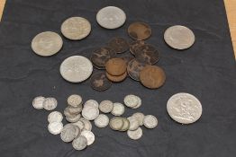 A collection of GB & US Coins, 1877 Queen Victoria Silver One Shilling and Queen Victoria & George V