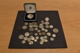 A Royal Mint 1985 Guernsey Silver Proof Two Pound Coin in case with certificate along with a