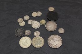 A small collection of GB Silver Coins and Medallion, George III 1821 Crown, Queen Victoria 1900