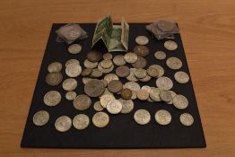 A collection of GB Silver Coins, 1920-1946 Half Crowns x 15, Two Shillings x 27, One Shillings x 10,