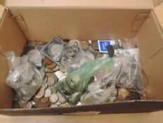 A collection of GB & World Coins, GB Half Penny to Crown, no Silver seen, many coins included