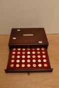 A Complete set of 70 Danbury Mint silver gilt 'Our Royal Sovereigns Coins', Kings and Queens of