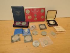 A Collection of GB Coins including Silver Proof Liberation of the Falklands Islands Crown Sized