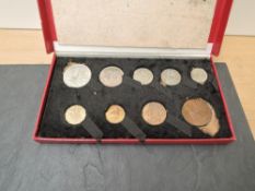 A Royal Mint George VI 1950 Nine Coin Proof Set, Farthing to Half Crown, in folding card case