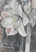 20th Century, mixed media, A still life - Daffodil flower head, framed, mounted, and under glass,