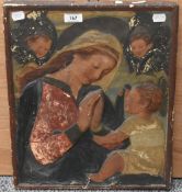 Circle of Robert Anning Bell (1863-1933, British), painted plaster relief panel, Madonna and