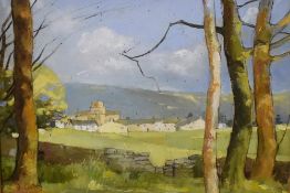 *Local Interest - Janet Gatley (20th Century, British), oil on board, 'Cartmel Priory', signed and