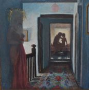 Stephen Darbishire (b.1940, British), oil on board, 'The Door is Open', exhibited at the Royal
