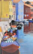After Jonathan Pike (b.1949, British), coloured print, 'Balconies on the Grand Canal', framed and