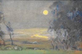 Richard 'Dick' Yeadon (1897-1939, British), watercolour, A moonlit coastal scene, signed and dated