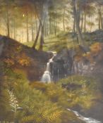 B.Beckett (19th/20th Century), gouache, A woodland scene with waterfall, signed to the lower left,