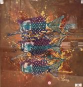20th Century Indonesian School, batik print on material, A colourful Ciptoning illustration