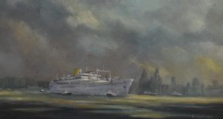 E.D. Walker (20th Century), oil on canvas, 'Aureol in the Mersey', of maritime interest, signed to