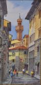 Giovani Ospitali (1927-2016, Italian), watercolour, 'Via Dei Neri', Firenze, signed to the lower
