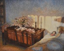 Stephen Darbishire (b.1940, British), oil on board, 'Afternoon Nap', signed to the corner, artist'
