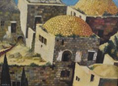 In the manner of Emmanuel Mane-Katz (1894-1962), oil on board, Jerusalem, signed and dated '61 to