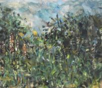 Elizabeth Douglas (20th Century, British), acrylic and gouache, 'Summer Garden', framed, mounted,
