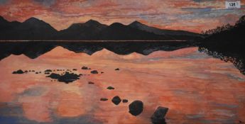 *Local Interest - Neale Holden (20th Century, British), acrylic on canvas, 'Derwentwater at Sunset',