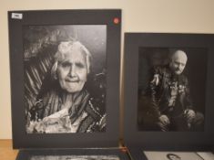 20th Century, a selection of mounted black and white portrait photos, the largest measures 28cm x