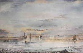 Gordon Wilson (20th Century), watercolour, A harbour scene with masted boats, signed and dated