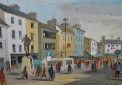 Janet Gatley (20th Century, British), mixed media, A market place, signed and dated 1978 to the