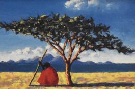 After Tilly Willis (20th Century), coloured print, 'Acacia Tree', signed to the mount, framed,
