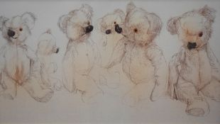After Ralph Steadman (b.1936, British), coloured print, 'Teddy, Where Are You?', framed, mounted,