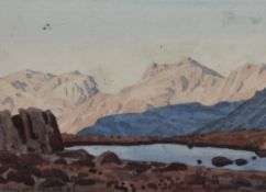 Philip MacLeod-Coupe (1944-2013, British), watercolour, Mickledore and the Scafells from Three