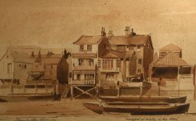 Dennis John Hanceri (b.1928, British), pen washes, 'Prospect of Whitby, in the 1930s' and another