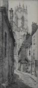 20th Century School, etching, York Minster, signed indistinctly to the lower right, framed, mounted,