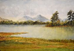 A box of assorted artwork depicting local scenery, mediums including watercolour