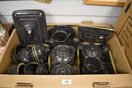 A selection of Denby 'Bokhara/Kismet Blue' tableware including nine lidded soup bowls, cruet set,