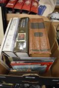 A small carton of assorted books including English Silver Hallmarks, Antique marks, Oak Furniture-
