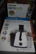 A Salter Nutripro 1200 smoothie maker and an Abode Whole Fruit Juicer.